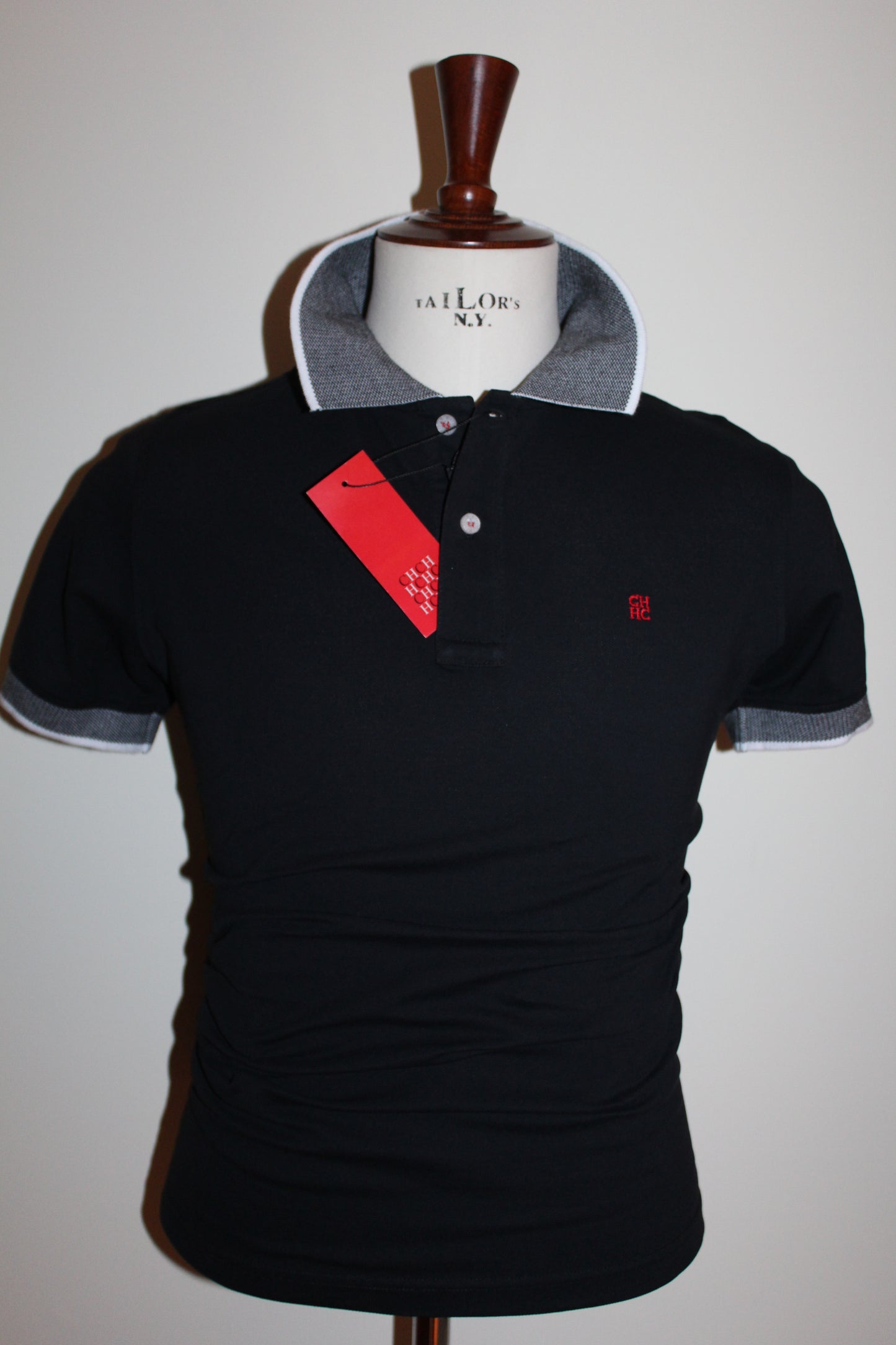 Polo 9 Carolina Herrera Regular Slim Fit Preto