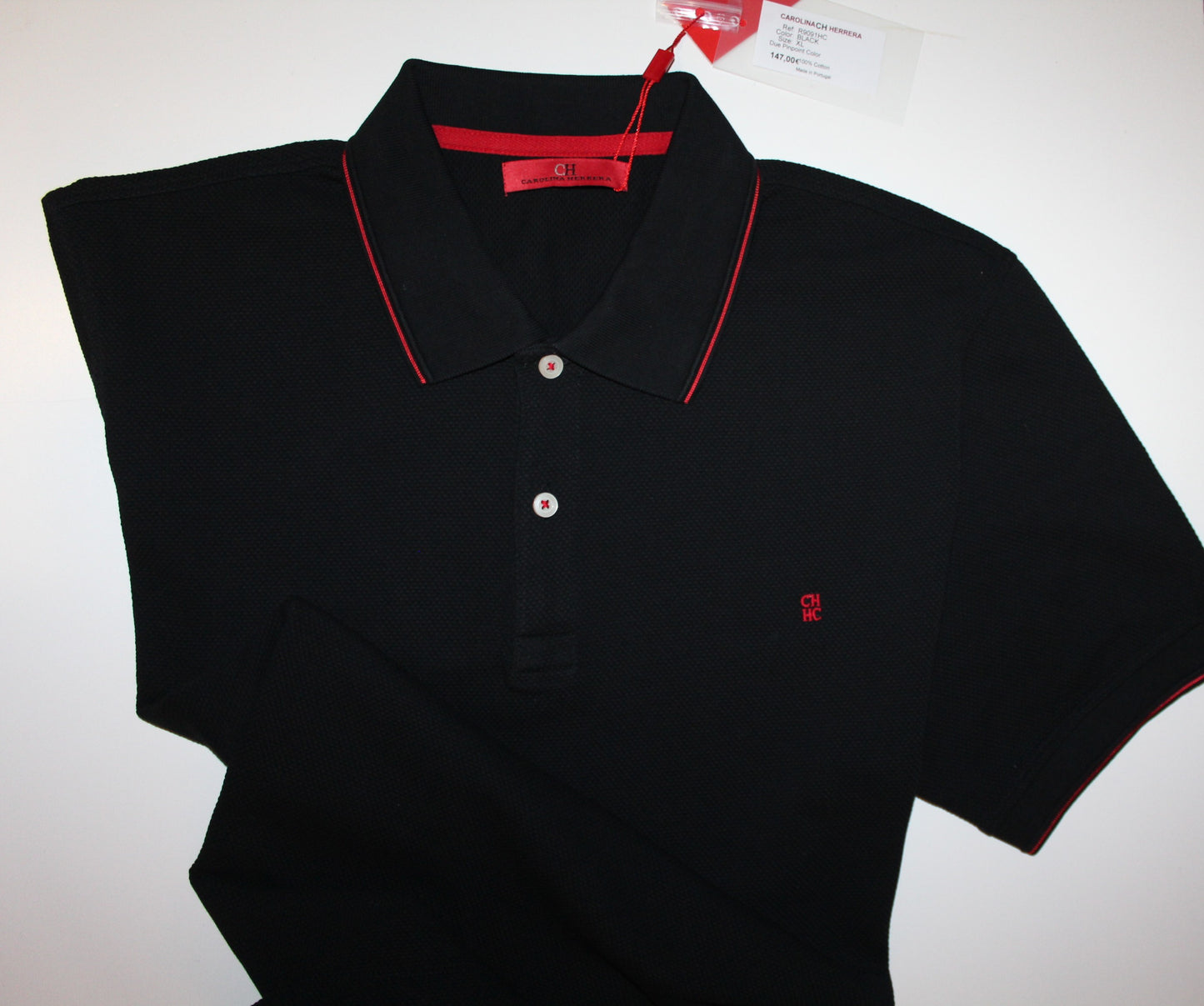 Polo 10 Carolina Herrera Regular Slim Fit malha Interlock textura piquet