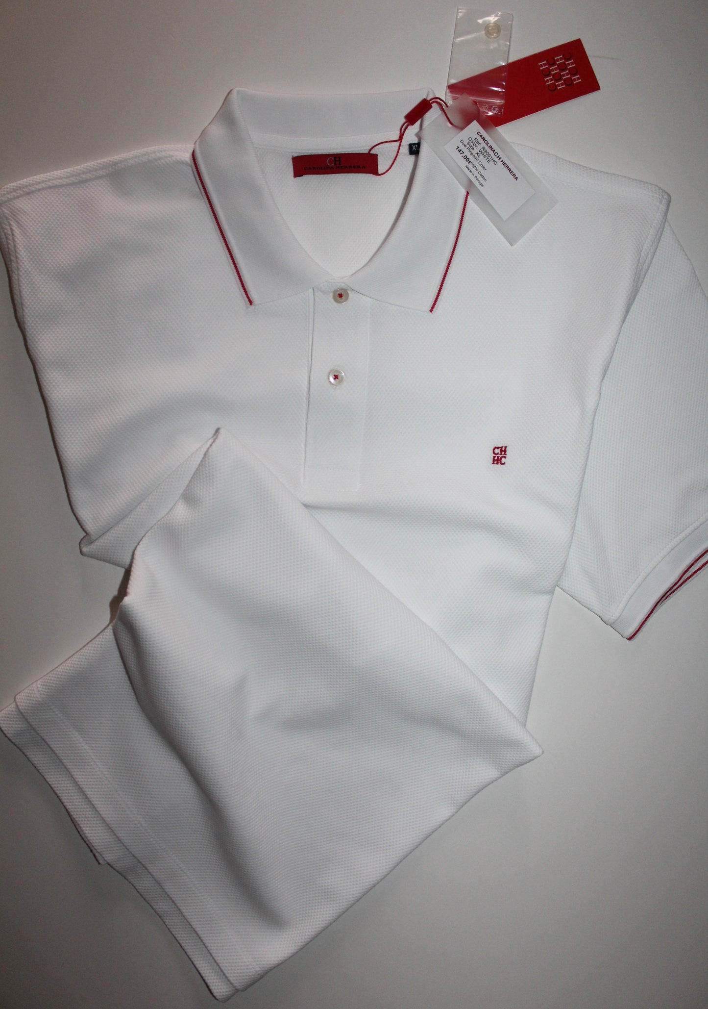 Polo 10 Carolina Herrera Regular Slim Fit malha Interlock textura piquet