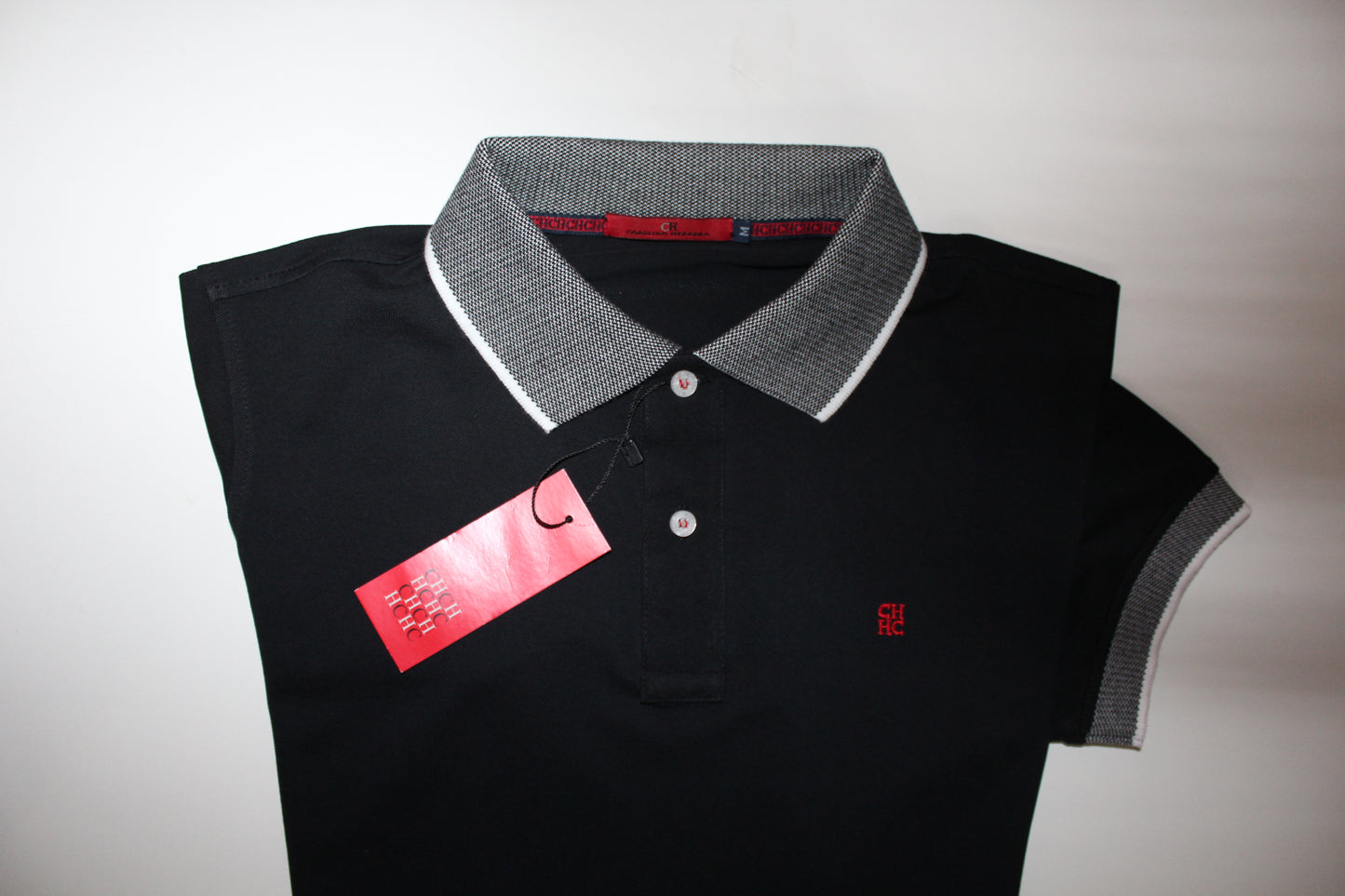 Polo 9 Carolina Herrera Regular Slim Fit Preto