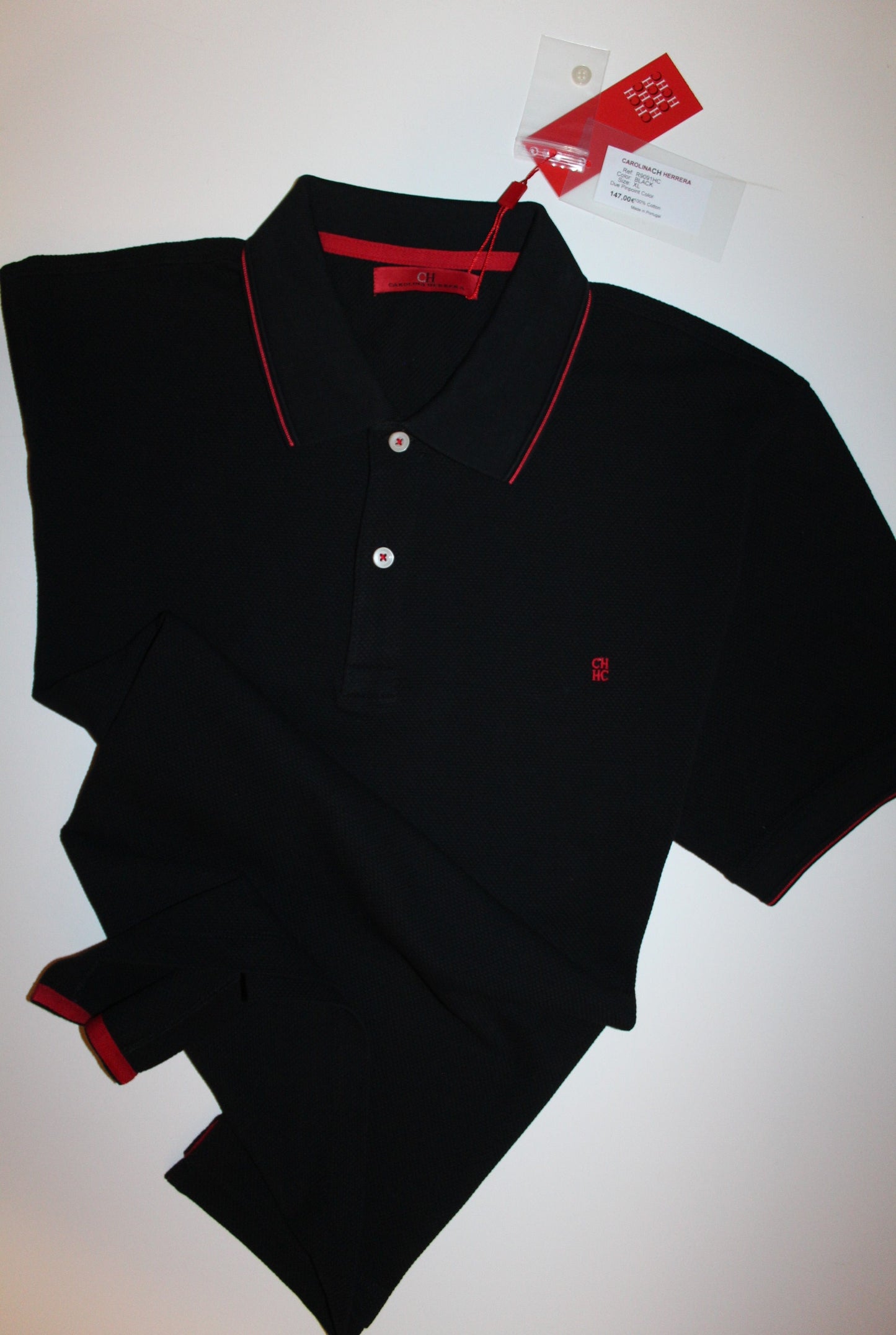 Polo 10 Carolina Herrera Regular Slim Fit malha Interlock textura piquet