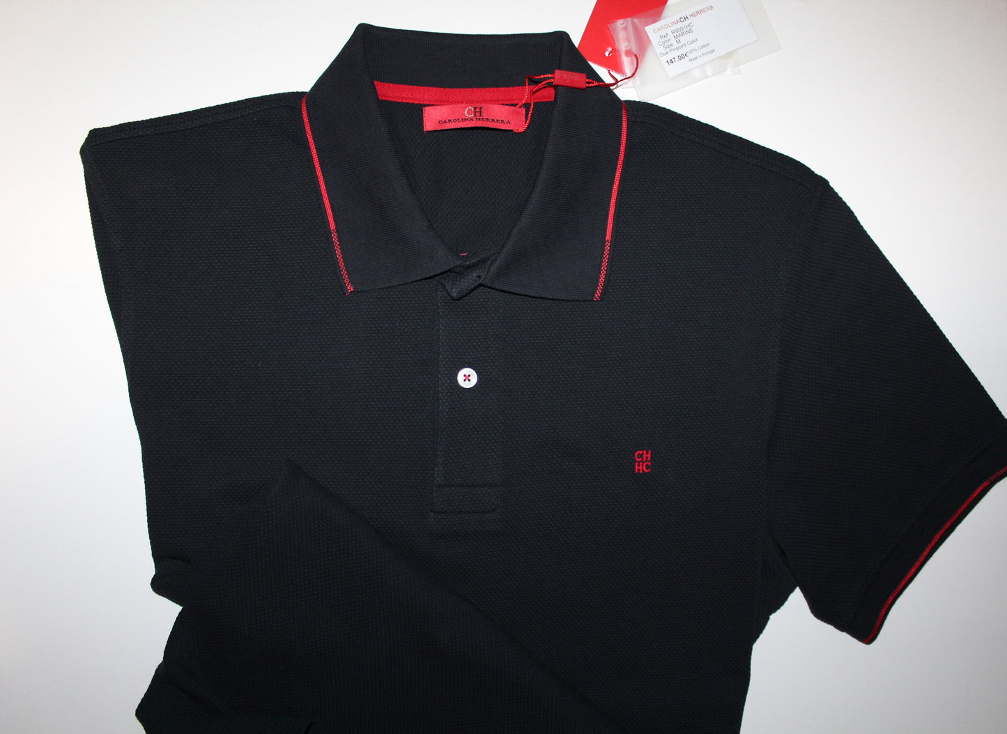 Polo 10 Carolina Herrera Regular Slim Fit malha Interlock textura piquet