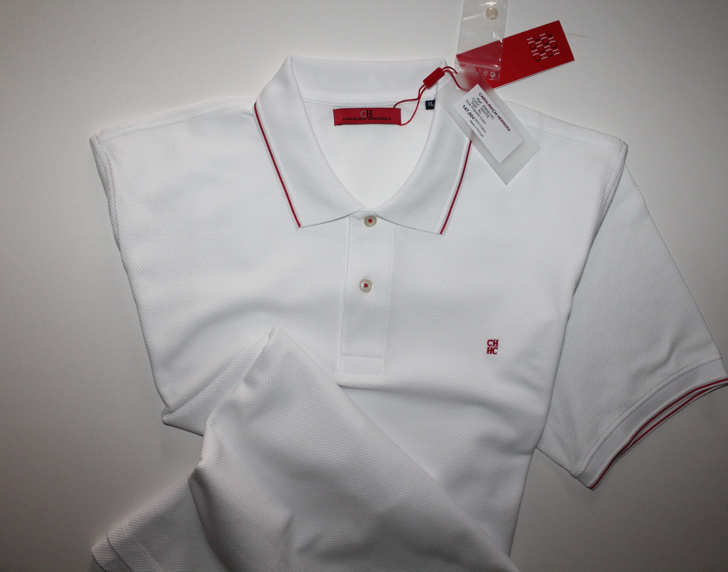 Polo 10 Carolina Herrera Regular Slim Fit malha Interlock textura piquet